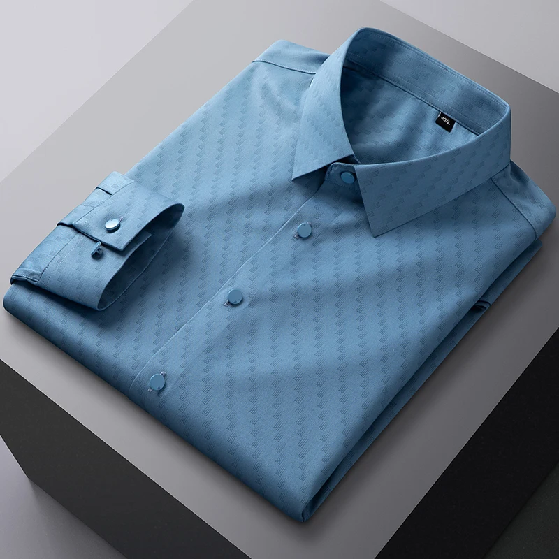 bamboo fiber elastic plaid casual long sleeve shirts for men slim fit formal shirt soft easy care fashion korean office clothes bamboo fiber elastic plaid casual long sleeve shirts for men slim fit formal shirt soft easy care fashion korean office clothes