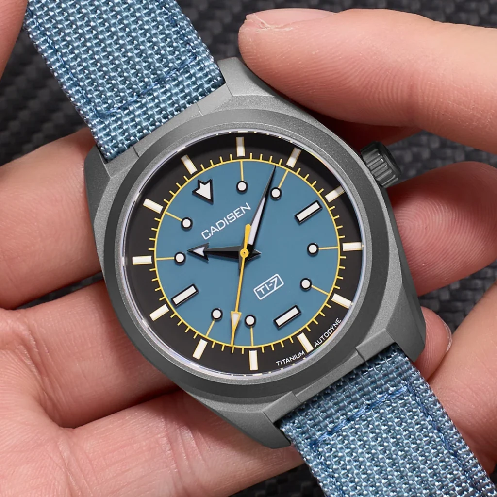 cadisen ti 7 autodyne titanium steel automatic mechanical canvas wristwatch miyota 8215 luminous sapphire waterproof man watches