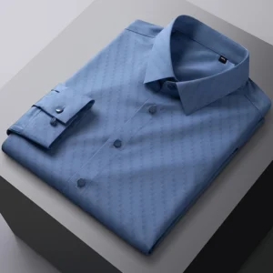 bamboo fiber elastic plaid casual long sleeve shirts for men slim fit formal shirt soft easy care fashion korean office clothes
