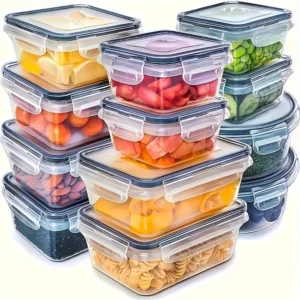 8 pc bpa free airtight food containers with locking lids microwave/freezer safe pp plastic storage for dry goods/fruit/veggies